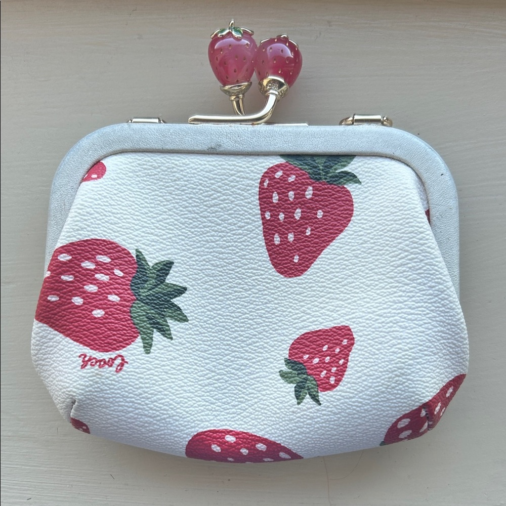Coach White Coin Purse with Strawberry Design - Picture 2 of 5
